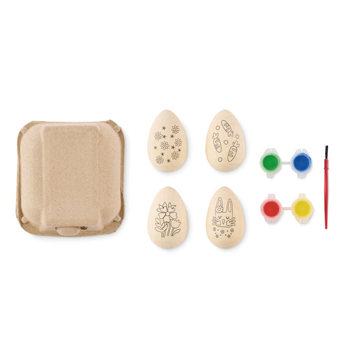 Branded Wooden Easter Egg Painting Set without branding
