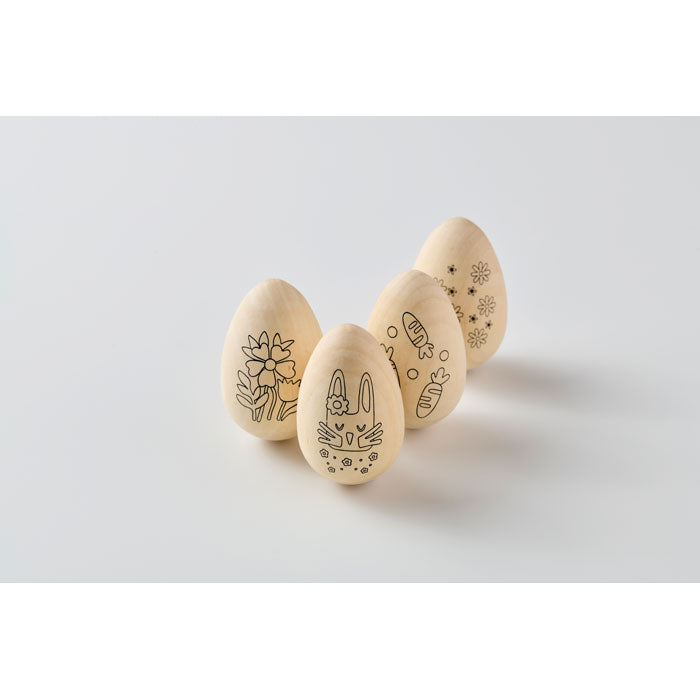 Branded Wooden Easter Egg Painting Set without branding