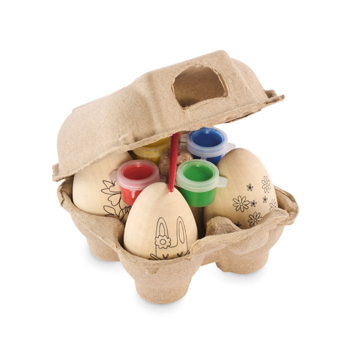 Branded Wooden Easter Egg Painting Set without branding