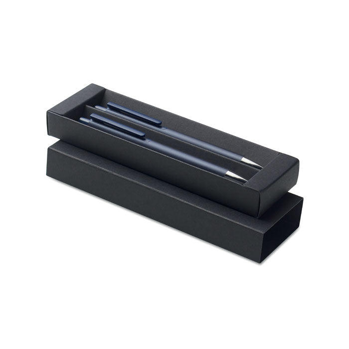 Branded recycled aluminium pen and graphite pen set
