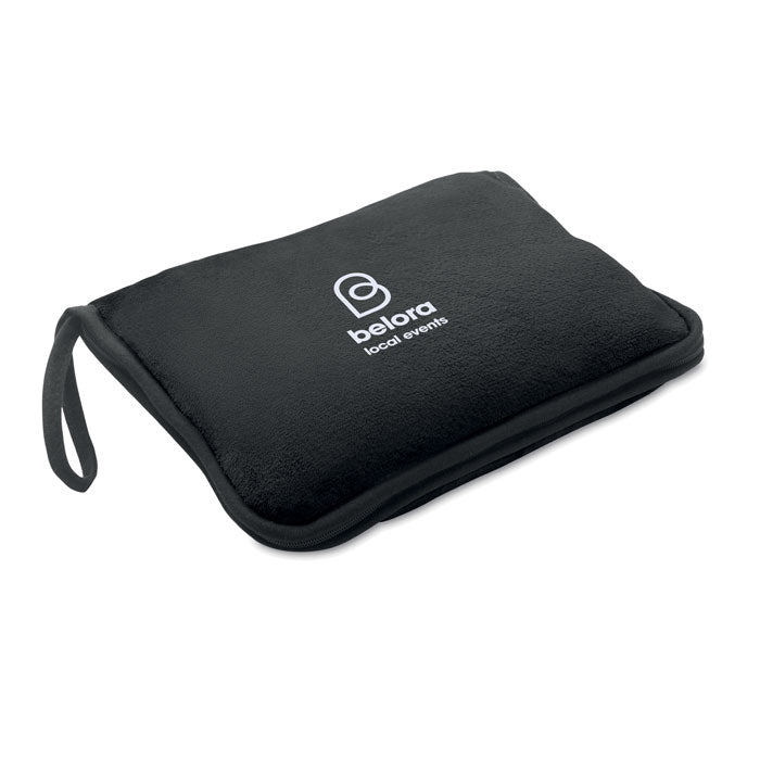 Branded 2 in 1 Travel Blanket and Pillow Set in Black