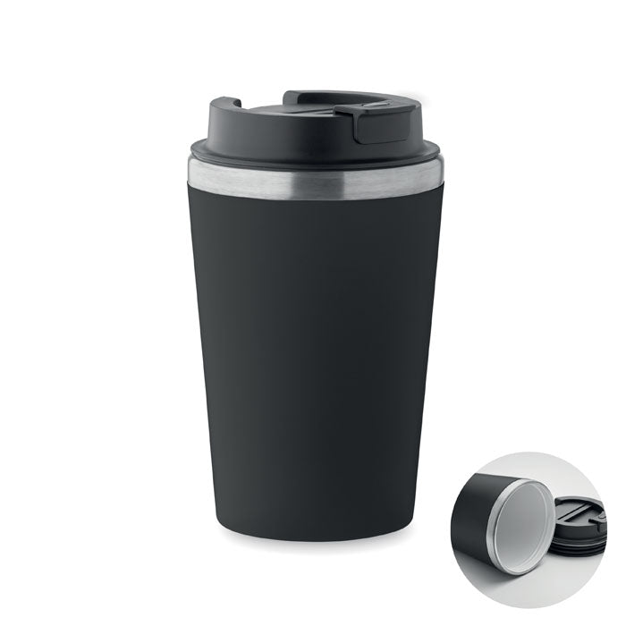 Branded Ceramic-Lined Tumbler - 350ml in Black