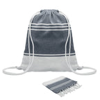 Branded Hammam Towel with Drawstring Bag in Blue