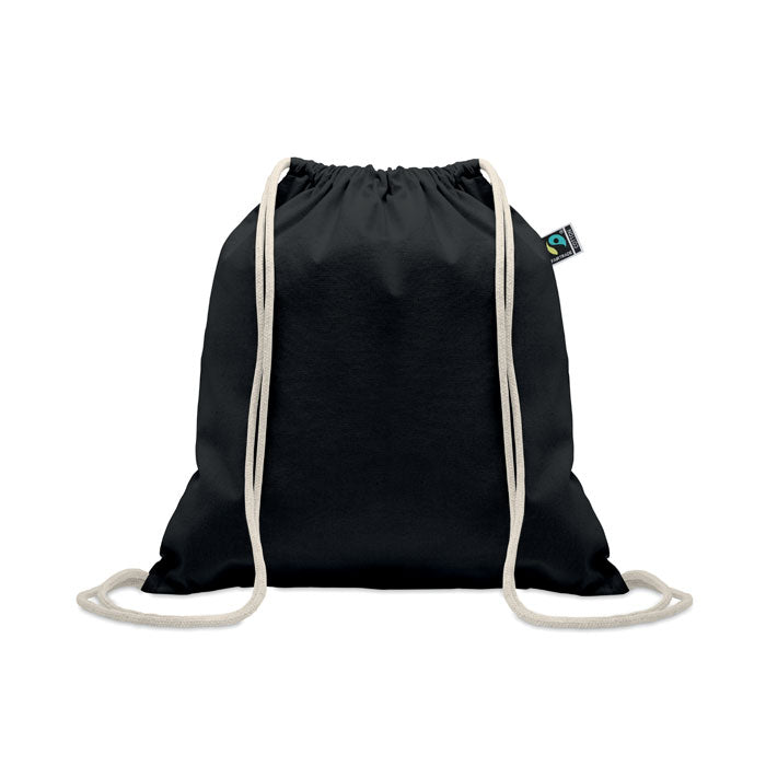 Branded Drawstring Bag Fairtrade 180gsm in Black