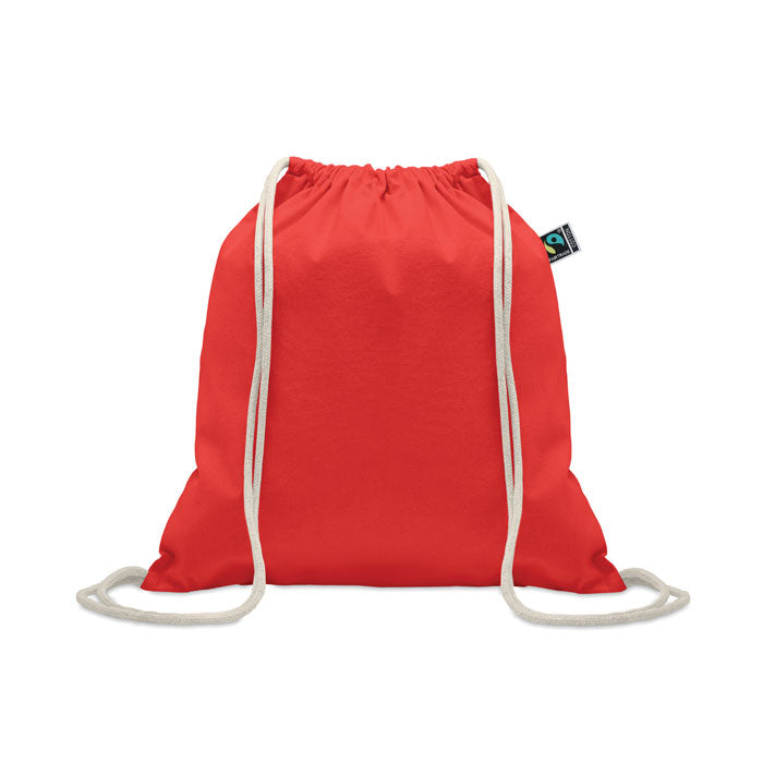 Branded Drawstring Bag Fairtrade 180gsm in Red