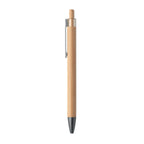 Branded Bamboo Push Button Pen with Metal Clip without branding