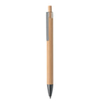Branded bamboo push button pen with metal clip