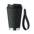 Branded Recycled Tumbler with Wrist Strap - 300ml in Black