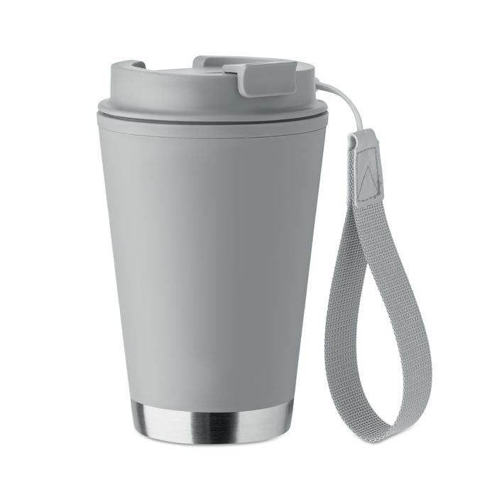 Branded Recycled Tumbler with Wrist Strap - 300ml in Grey
