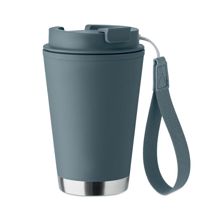 Branded Recycled Tumbler with Wrist Strap - 300ml in Blue