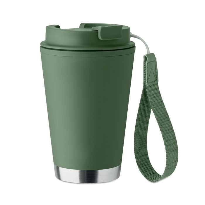 Branded Recycled Tumbler with Wrist Strap - 300ml in Green