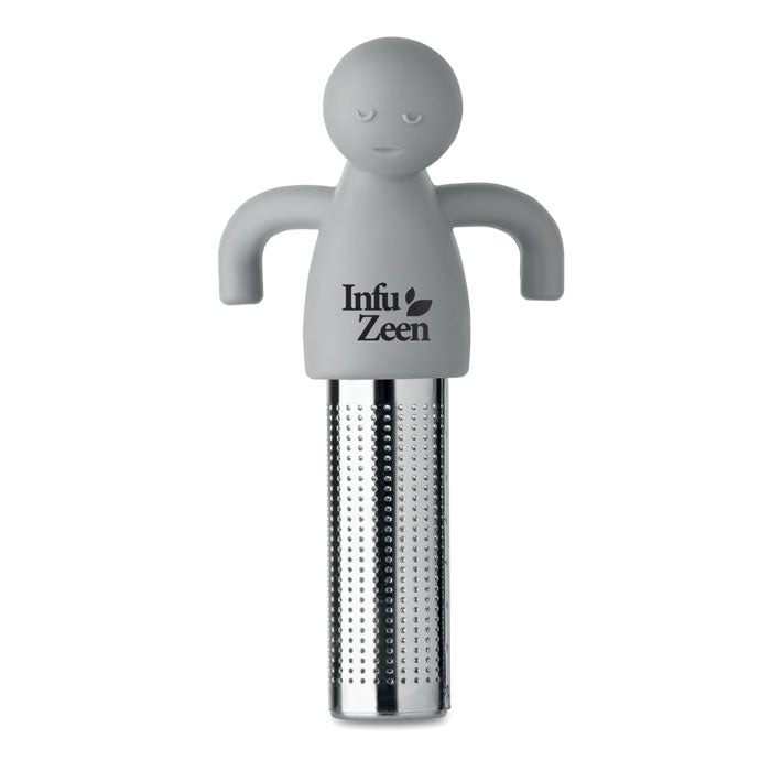 Branded Silicone Man Tea Infuser in Grey