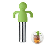Branded Silicone Man Tea Infuser in Green