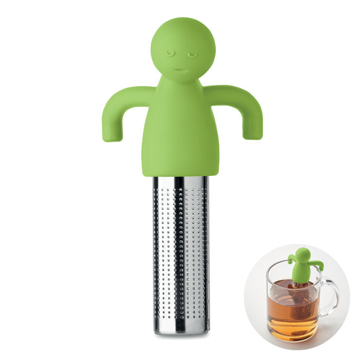 Branded Silicone Man Tea Infuser in Green