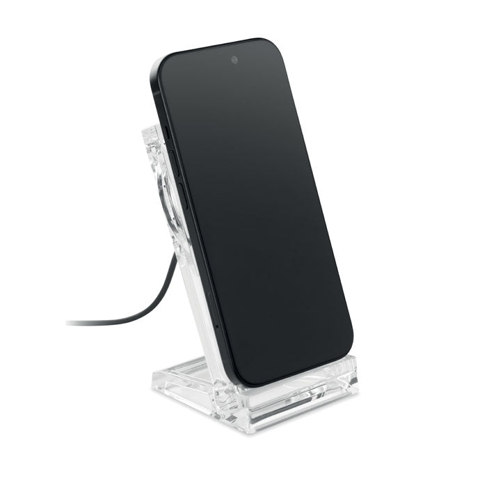 Branded Acrylic Wireless Charger with Phone Stand without branding