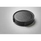 Branded Set of 4 PU Coasters with Holder without branding