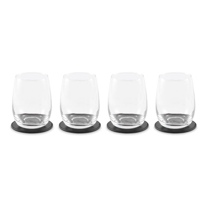 Branded Set of 4 PU Coasters with Holder without branding