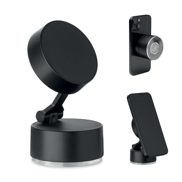 Branded Magnetic Vacuum Suction Phone Holder in Black