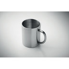 Branded Double Wall Steel Mug - 260ml in use