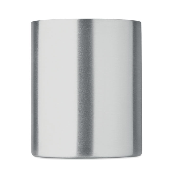 Branded double wall steel mug, side view