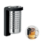 Branded Stainless Steel Tea Infuser with Hook in Black