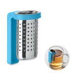 Branded Stainless Steel Tea Infuser with Hook in Blue