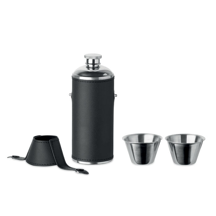 Branded Hip Flask with 2 Shot Cups 230ml without branding