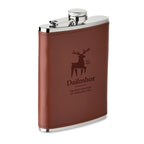Branded Slim Hip Flask with PU Cover 200ml in Brown