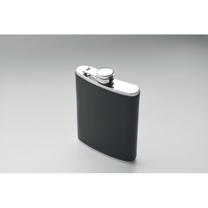 Branded Slim Hip Flask with PU Cover 200ml without branding