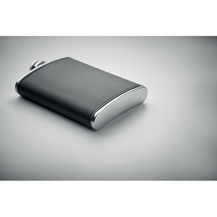Branded Slim Hip Flask with PU Cover 200ml without branding
