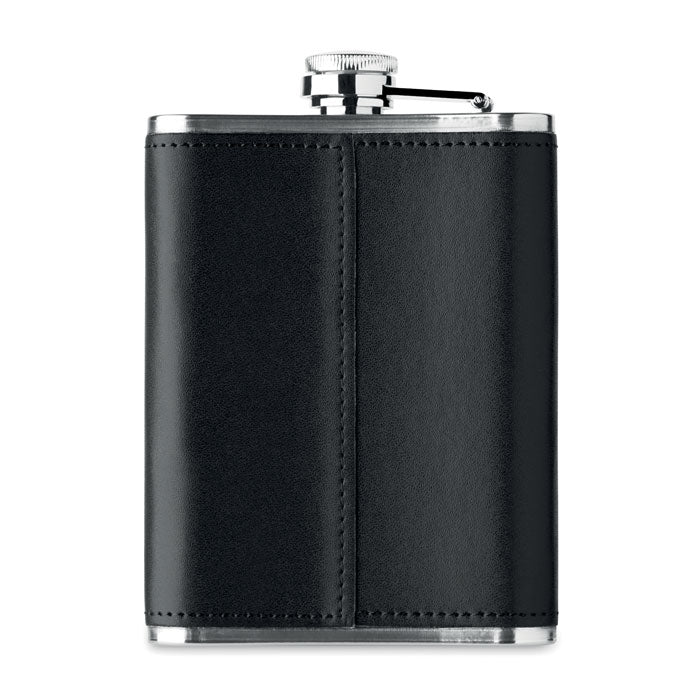 Branded Slim Hip Flask with PU Cover 200ml without branding