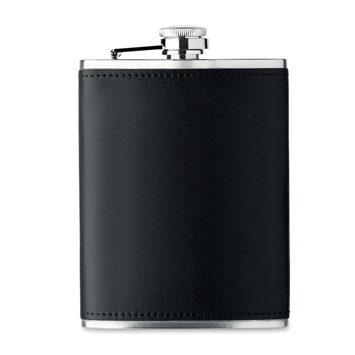 Branded Slim Hip Flask with PU Cover 200ml without branding