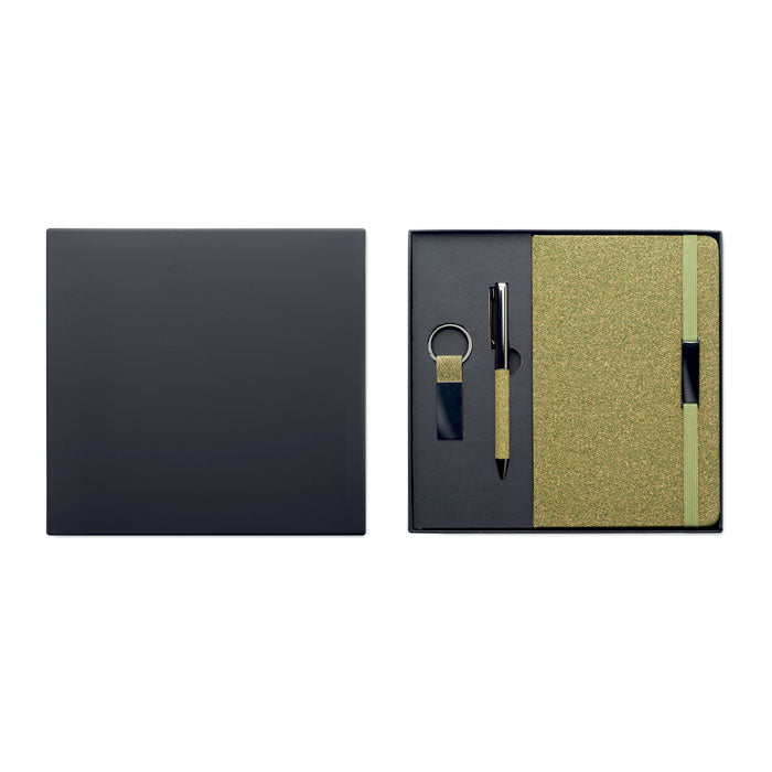 Branded Eco A5 Notebook, Pen & Keyring Gift Set