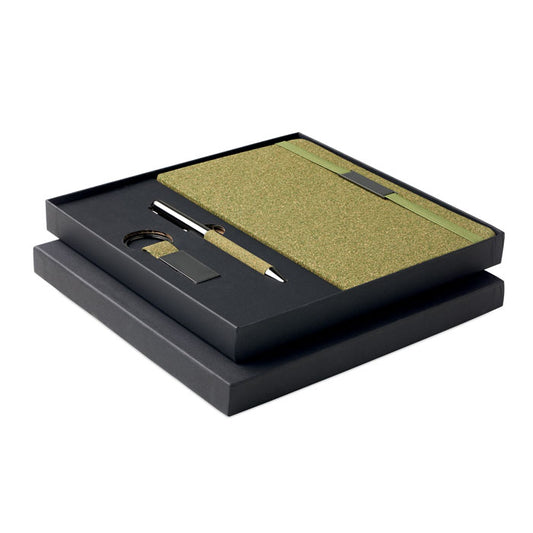Hard Cover Notebook pen and Keyring Set