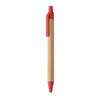 Branded Bamboo Ball Pen with Wheat Straw Fittings in Red