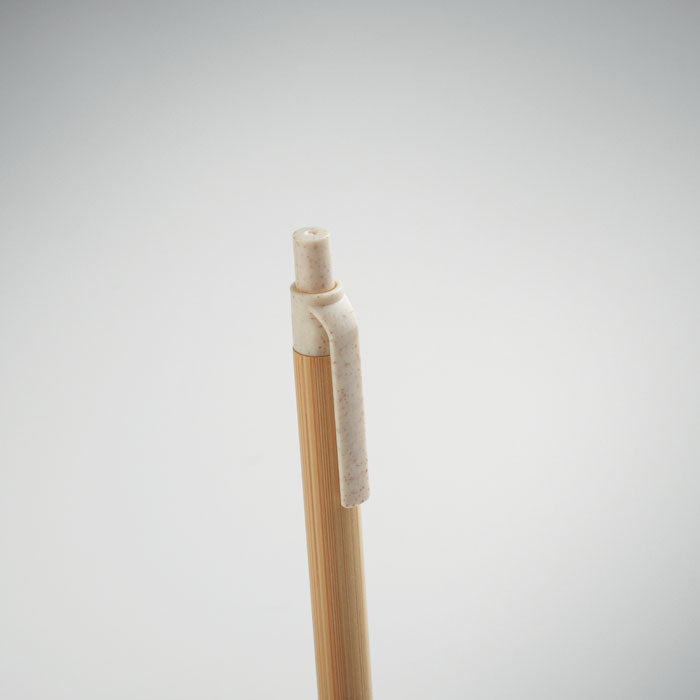 Branded Bamboo Ball Pen with Wheat Straw Fittings without branding