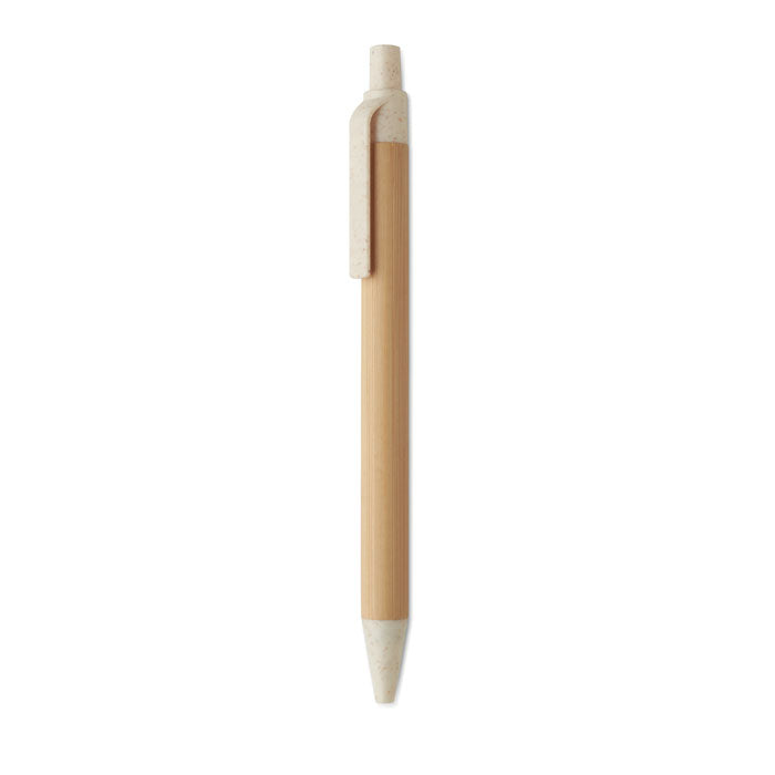 Branded bamboo ball pen with wheat straw fittings
