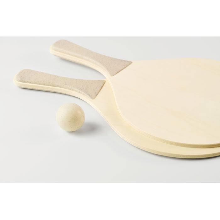 Branded Wooden Beach Racket and Game Set without branding