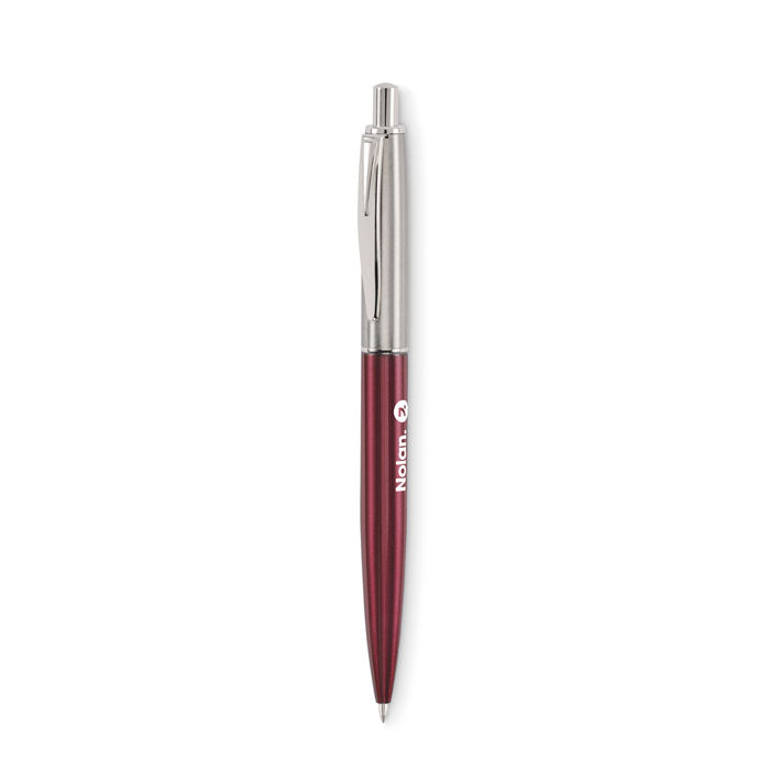 Branded Recycled Steel Push Pen in Gift Box in Red