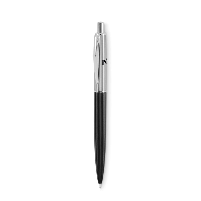Branded Recycled Steel Push Pen in Gift Box in Black