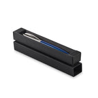 Branded Recycled Steel Push Pen in Gift Box in Blue