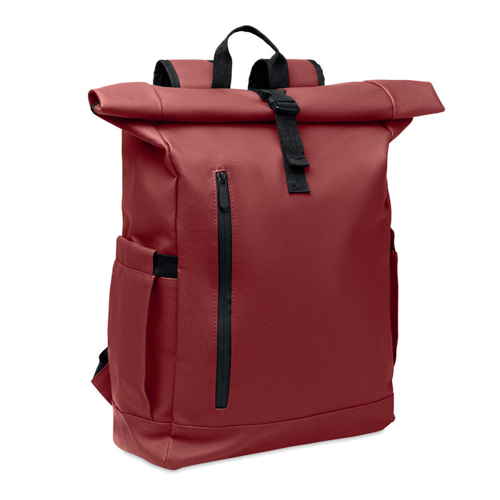 Branded Rolltop Laptop Rucksack 600D in Red