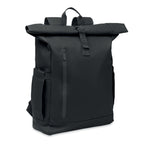 Branded Rolltop Laptop Rucksack 600D in Black