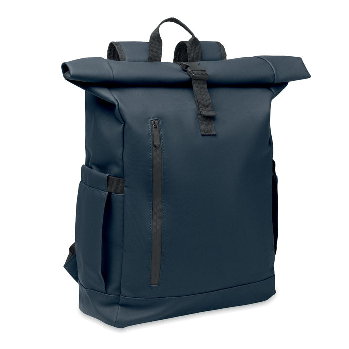 Branded Rolltop Laptop Rucksack 600D in Blue