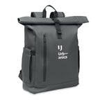 Branded Rolltop Laptop Rucksack 600D in Grey