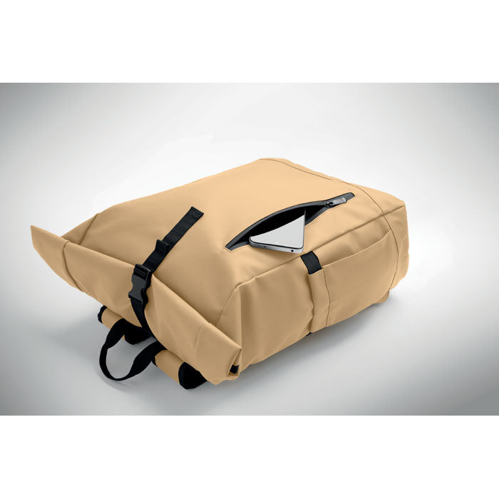 Branded Rolltop Laptop Rucksack 600D in use