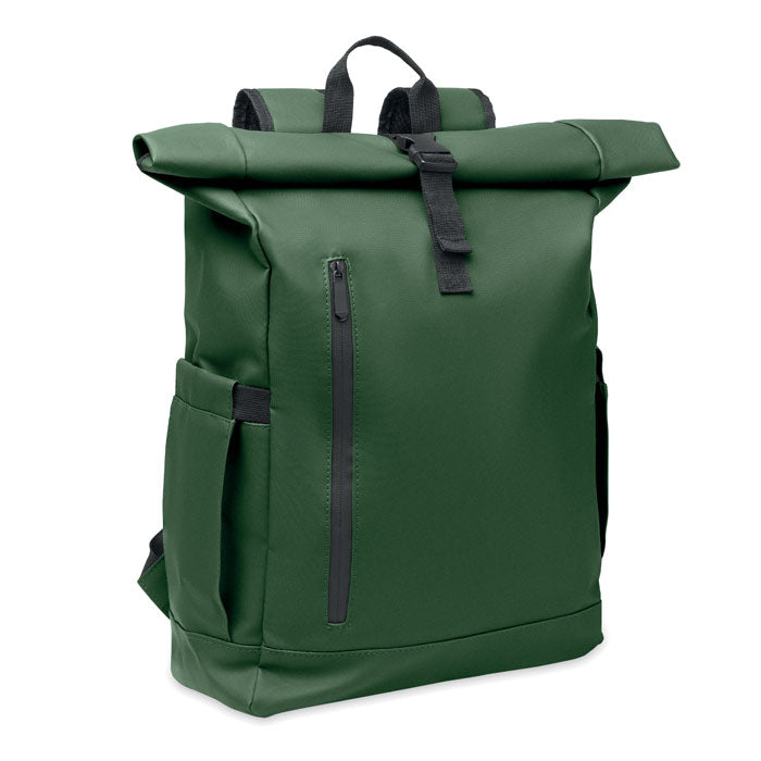 Branded Rolltop Laptop Rucksack 600D in Green