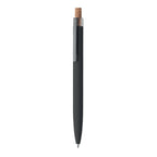 Branded Recycled Aluminium Pen with Cork Button in Black