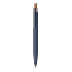 Branded Recycled Aluminium Pen with Cork Button in Blue