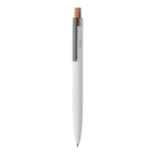 Branded Recycled Aluminium Pen with Cork Button in White